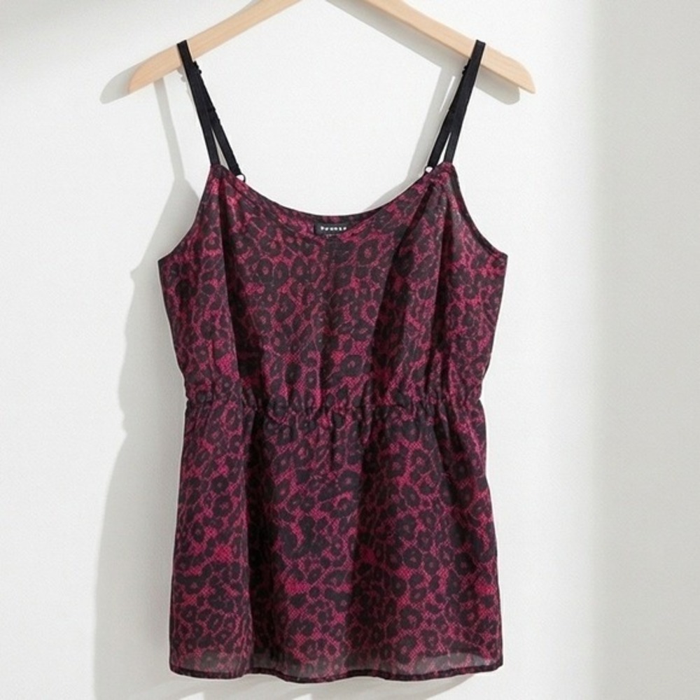 Torrid 1 Purple Leopard Print Cami Top Chiffon Adjustable‎ Strap Goth Emo 1X